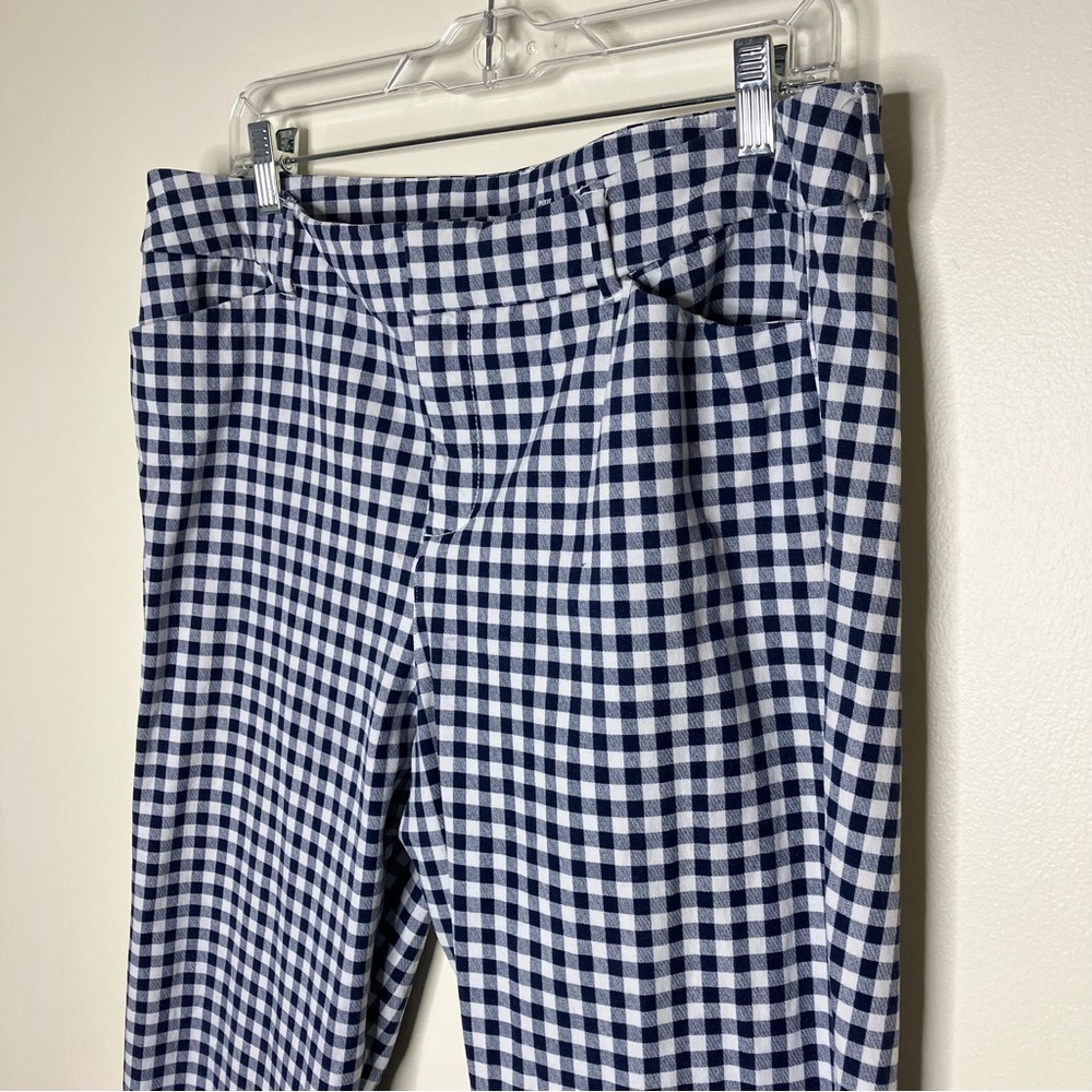 Old Navy navy blue gingham checked High Rise Pixie Ankle pants 14 - Picture 2 of 7